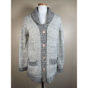 VINTAGE Rosanna Wool Blend Button Long Cardigan Granny Gray LARGE cottage